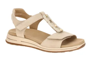 ara 12-34810 08 Damen Sandale Beige Kalbvelour Klett-Fu?bett rutschfest Keil