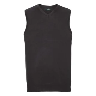 Russell Collection - Sweatshirt V-Ausschnitt für Herren Ärmellos (Schwarz)