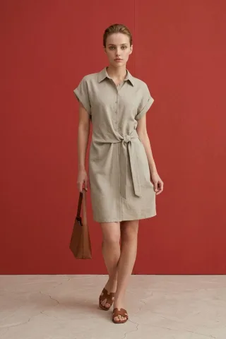 Baumwoll-Popeline Mini-Hemdkleid