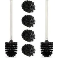 relaxdays WC-Reinigungsbürste Toilettenbürste 2er Set + 4 Ersatzköpfe, Alle handelsüblichen WC-Garnituren, Standard WC-Bürstenhalter, (6-tlg)