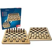 Noris Spiel Deluxe Holz - Schach & Dame, Brettspiel