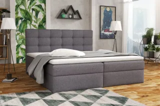 Boxspringbett Schlafzimmerbett DORIANO 160x200cm Stoff Sawana Dunkelgrau