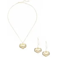 LASCANA Ohrring und Ketten Set (Set, 3-tlg), 2-teiliges Set aus Halskette und Ohrringe mit Herzanhänger