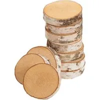 matches21 HOME & HOBBY Bastelnaturmaterial Baumscheiben 10 Stk. Dekoholz Holzscheiben Holzplatten 8 - 10 cm, (10-tlg), nachhaltige EU Birkenscheiben für Basteln Dekorieren Tischdeko