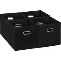relaxdays Aufbewahrungsbox im 4er Set, schwarz