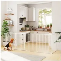 PawHut Freigehege faltbar Hundelaufstall mit Tür, für drinnen und draußen, für Kinder, kleine, mittelgroße Hunde, Weiß