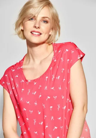 CECIL - Bluse mit Flamingoprint rot - Gr. - M