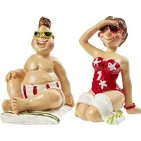 HobbyFun Dekofigur Bade Urlauber / Liegestuhl / Urlauberin / Bastelartikel (2 St), DIY Miniatur, Sammelfiguren, Tischdeko/ Ideal als Geschenk