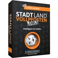 Denkriesen Spiel Stadt Land Vollpfosten® Levels - Classic Edition, Familienspiel, "Intelligenz ist relativ.", Made in Germany