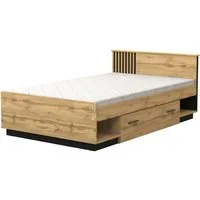 Deine Möbel 24 Jugendbett LAMI 20 Einzelbett 120x200 cm in Wotan Eiche mit schwarzen Lamellen (Ideal für Jugendzimmer, Gästezimmer oder kleinere Schlafzimmer, 1-tlg., LAMI - Kollektion), modernes Bettgestell, Matratze optional