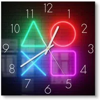 DEQORI Wanduhr 'Playstation Elemente' (Glas Glasuhr modern Wand Uhr Design Küchenuhr)