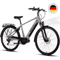 SAXXX E-Bike Trekkingrad 28 Zoll Pedelec mit Mittelmotor und 90 Nm, 10 Gang SHIMANO Deore Schaltwerk, Mittelmotor, 522 Wh, (mit abnehmbarem Akku mit Rahmenschloss zu 95 % vormontiert), Bis 110 km Reichweite, hydraulische Scheibenbremsen