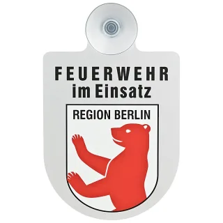 Alu Saugnapf Wappen Schild Feuerwehr im Einsatz mit Wappen Berlin