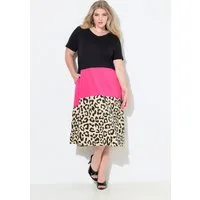 MIAMODA Jerseykleid Kleid A-Linie Colorblocking mit Animalprint