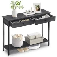 VASAGLE Konsolentisch Flurtisch, Beistelltisch, Sofatisch, mit 2 Schubladen, Stahlgestell, Industrie-Design