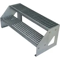 Kaminbau Mierzwa Außentreppe Premium Treppe Verzinkt Freistehend, für Geschosshöhen bis 38.00 cm, Stufen Gitterroststufen nach DIN 24531, (Höhe 38 cm, Breite wählbar aus 60, 80, 100, 120, 140 cm), Gartentreppe Stahltreppe Wetterfest Rostfrei Feuer-Ve