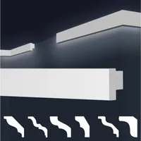 marbet design Stuckleiste E-44, 2 Meter / 1 Leiste, XPS Styropor weiß - LED indirekte Beleuchtung Styroporleisten Deckenleisten E-Leisten - (2 Meter / 1 Leiste E-44)