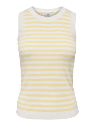 JDY - Strick-Tanktop gelb/weiß - Gr. - L