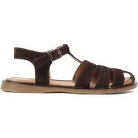 Celal Gültekin Fischerriemen Knöchelriemen Schnalle Boho Vintage Damen Riemchensandale Veloursleder, Echtleder-Futter & Decksohle, Braun, 38