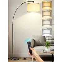 OUTON LED Stehlampe Bogen Stehleuchte großem Lampenschirm 4 Farben, LED wechselbar, dimmbar Fernbedienung Fußschalter