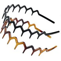 Zaewry Haarreif Haifischzahn Haarkamm Haarband Gewellte Kunststoff Stirnband, 2-tlg., für Make Up Sport Fitness Tägliches für Damen Und Mädchen