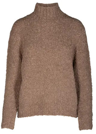 CLARINA - Stehbund-Pullover, 3/4 Arm mokka mel. - Gr. - 44