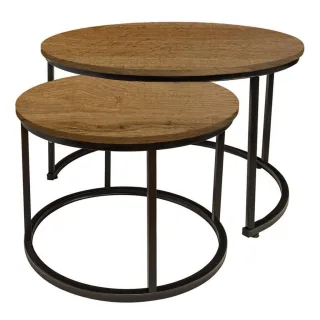 Begryf Couchtisch, Schwarz, Erle, Holzwerkstoff, Metall, Vintage, Rund, 53x47x53 cm, Wohnzimmer, Wohnzimmertische, Couchtische