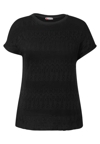 Street One - Ajour T-Shirt black - Gr. - 40