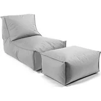 mokebo Sitzsack Der Sundowner (mit Hocker), Made in Germany, Bean Bag Outdoor, Sitzsack, Relaxliege, Liege in Grau