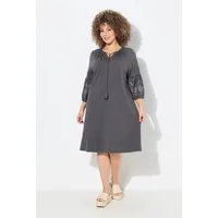 Ulla Popken Jerseykleid Jerseykleid Stickerei A-Linie Tunika-Ausschnitt