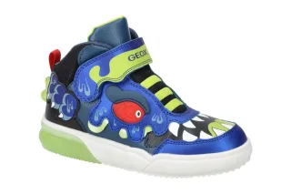Geox J369YA GRAYJAY BOY Junior Klett Mid Sneakers blau royal/lime wasserdicht...