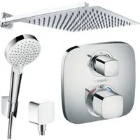 Hansgrohe und Jowi Duscharmatur Unterputz Duschsystem mit Kopfbrause, Ecostat E Thermostat (Set, 5-Teilig, OPTIONAL: 6-Teilig)