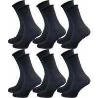 GAWILO Diabetikersocken für Damen mit Rollrand - Ohne drückende Naht & ohne Gummidruck (6 Paar) Venensocken aus atmungsaktiver Baumwolle - in schwarz & bunt