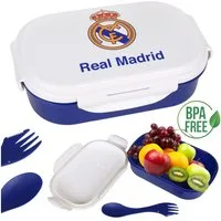 Real Madrid Lunchbox Real Madrid Frühstücksbox mit Löffel, Schulfrühstücksbox, Lunchbox