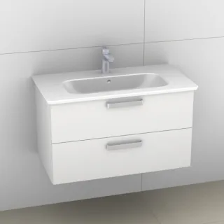 Artiqua 412 Waschtischunterschrank für Softmood T0558, Weiß Hochglanz, 412-WU2L-I35-7016-68 412-WU2L-I35-7016-68