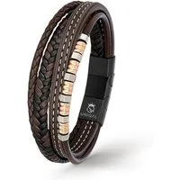 UNIQAL.de Lederarmband Lederarmband Herren "BRICS" geflochten brown black elegant Rindsleder (Edelstahl, Echtleder, Casual Style, handgefertigt)
