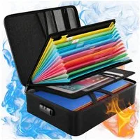 Mutig Dokumententasche Feuerfeste Dokumentenbox, Dokumententasche handtasche (Wasserfeste Dokumenten-Organizer, 5200°F A4, Etiketten, Tragbare Aktentasche Zuhause und Büro, mit 7 Fächer & 16 Kartenfächer), für Büro,im Auto, im Safe oder,sondern auch 