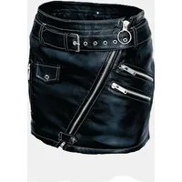 Be Noble Lederrock Punk Kurzer Ledermini mit vielen Details und abgesetzten Nähten