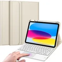 Fintie Tablet-Hülle für iPad 11. Generation 2025 11"(A16), iPad 10. Generation 2022 10.9", mit magnetischer Abnehmbarer Deutscher Touchpad Tastatur-QWERTZ Layout