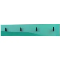 Vladon Garderobenpaneel Linea (Wandgarderobe, mit 4 Kleiderhaken), Petrol Hochglanz (72 x 14,5 x 3,5 cm)