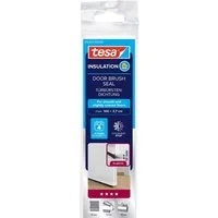 tesa Türbodendichtung INSULATION Türdichtschiene für glatte Böden, (Packung, 1-St., Türdichtschiene weiß - mit Bürstendichtung bis 12 mm), selbstklebende Türdichtung zum Schutz vor Zugluft