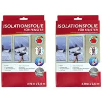 HAC24 Fensterfolie 2x Isolationsfolie für Fenster Isolierfolie Wärmeschutz Fensterfolie, Transparent je 2,79 x 2,13 m inkl. Klebeband
