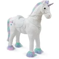 ELLA & PIET® Stehpferd Großes XXL Standpferd SNOW mit Sattel (Weiß-Pastell), Spielpferd, Kinderpferd, Plüschpferd, Reitpferd