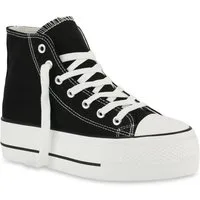 VAN HILL 842207 Plateausneaker Damen Plateau Sneaker - High-Top Stoffschuhe im Retro-Style