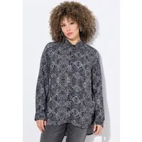 Ulla Popken Hemdbluse Hemdbluse Schlangenmuster Hemdkragen Langarm