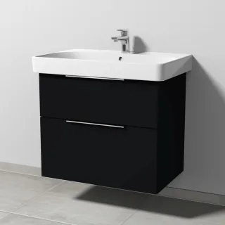 Sanipa 3way Waschtischunterbau zu Geberit Smyle Square Waschtisch mit 2 Auszügen, Schwarz-Matt UF67208