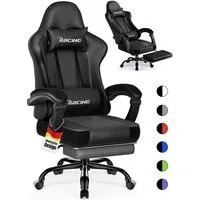 Hiazurm Gaming-Stuhl Gaming Stuhl Chair Gamer Sessel - Ergonomischer Gamer Stuhl (Tragkraft 150 Kg), Gamingstuhl mit Fußstütze Kopfstütze und Lordosenstütz PC Sessel