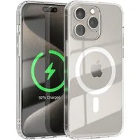 EAZY CASE Handyhülle Transparente Hülle mit MagSafe iPhone 15 Pro Max 6,7 Zoll, Back Cover, Bumper Case, Handy Schutzhülle Kameraschutz, Durchsichtig