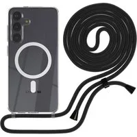 EAZY CASE Handykette mit Magsafe Hülle für Galaxy S25 FE 6,7 Zoll, Magsafe Handykette Hülle mit Band Slimcover Schutzhülle Schwarz Uni