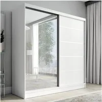 A&J MöbelLand GmbH Schiebetürenschrank NERO 1 Moderner 2-türiger Kleiderschrank mit Spiegel (TOP ANGEBOT! Geräumiger Schrank mit einer Breite von 200 cm ideal zur Aufbewahrung von Kleidung und Accessoires. Wählen Sie das ideale Modell für Ihr Schlafz
